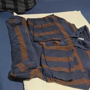 Striped Blue and Brown Polo Shirt